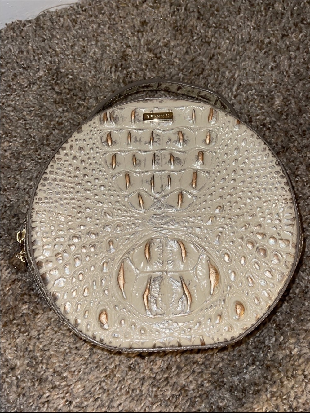 Brahmin Cream Croc-Embossed Round Top-Handle Mini Bag - Picture 3 of 14